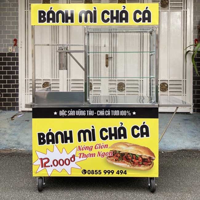 Mẫu xe bánh mì kích thước lớn đẹp giá rẻ | Inox Kiệt Phát